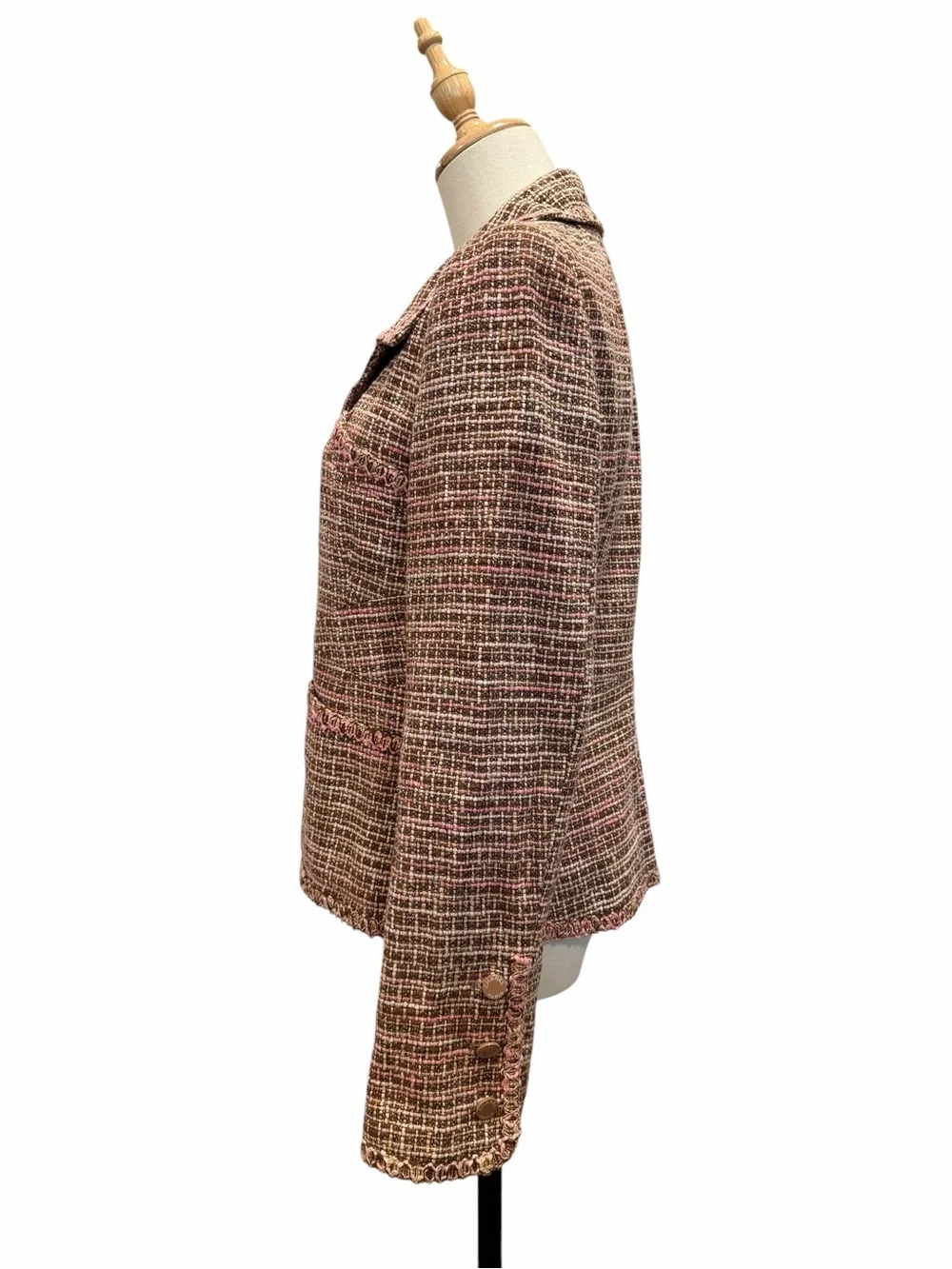 CHANEL Pink and Brown Tweed Blazer
